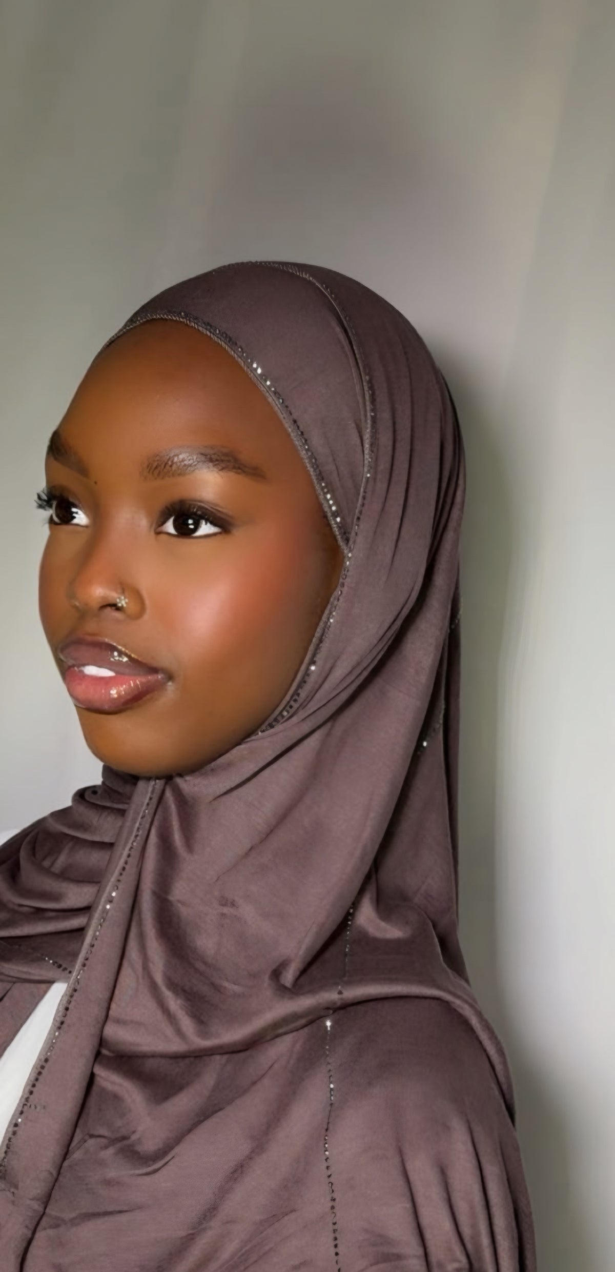 Classy Beaded Edge hijab Deep Mocha