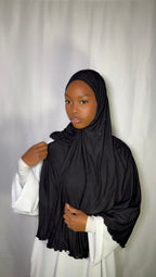 Classy Beaded Edge hijab Black