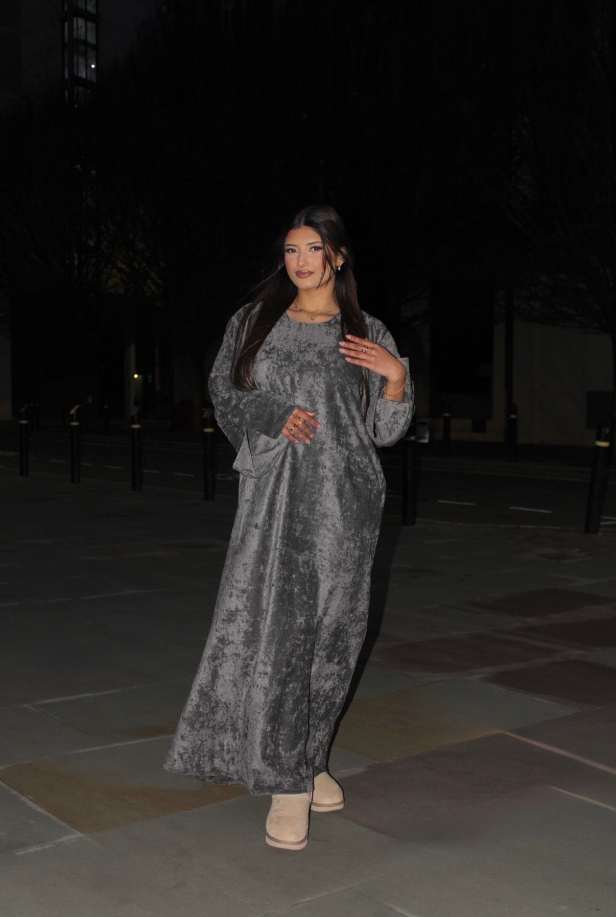 Cord Abaya Grey