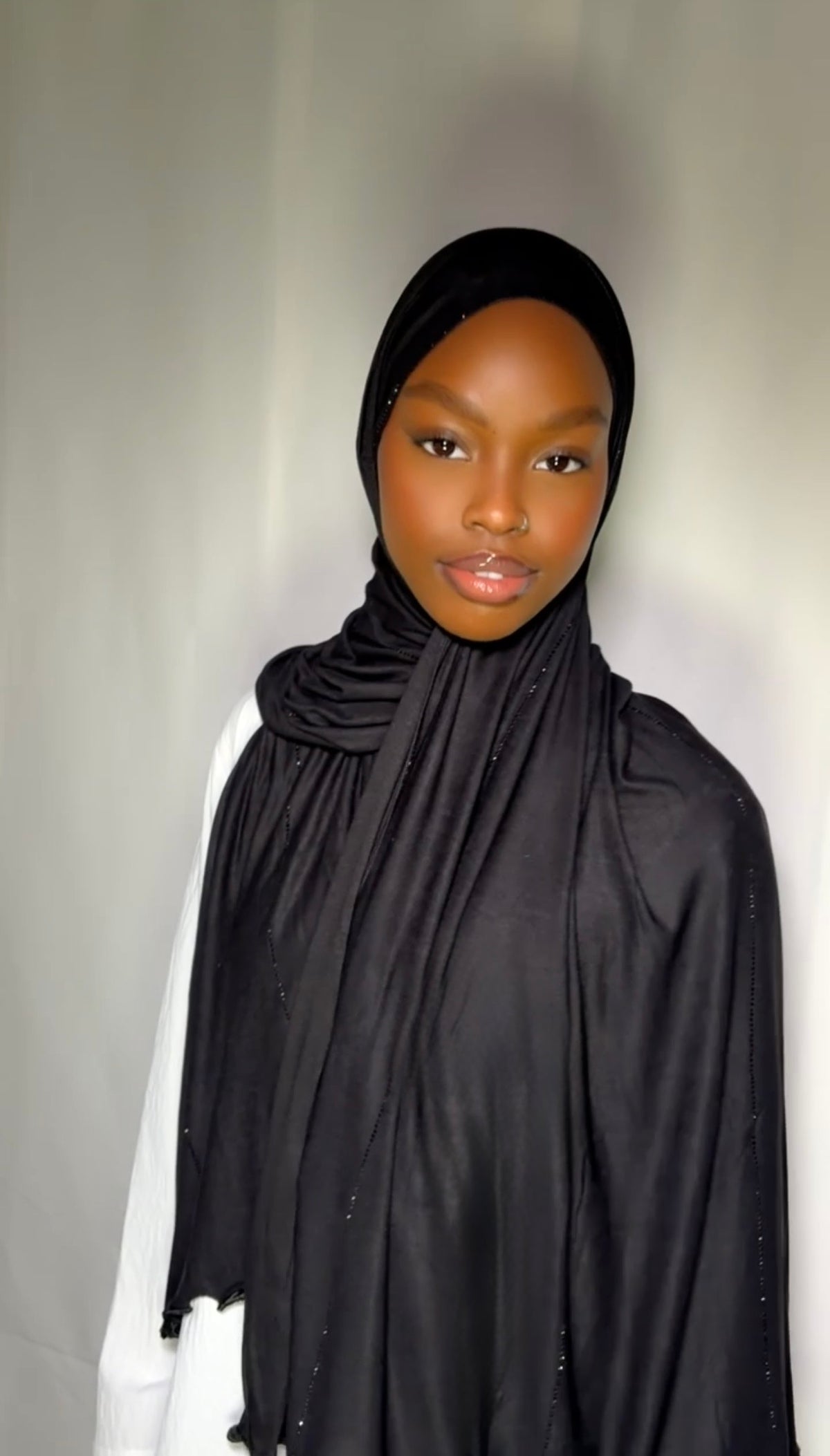 Classy Beaded Edge hijab Black