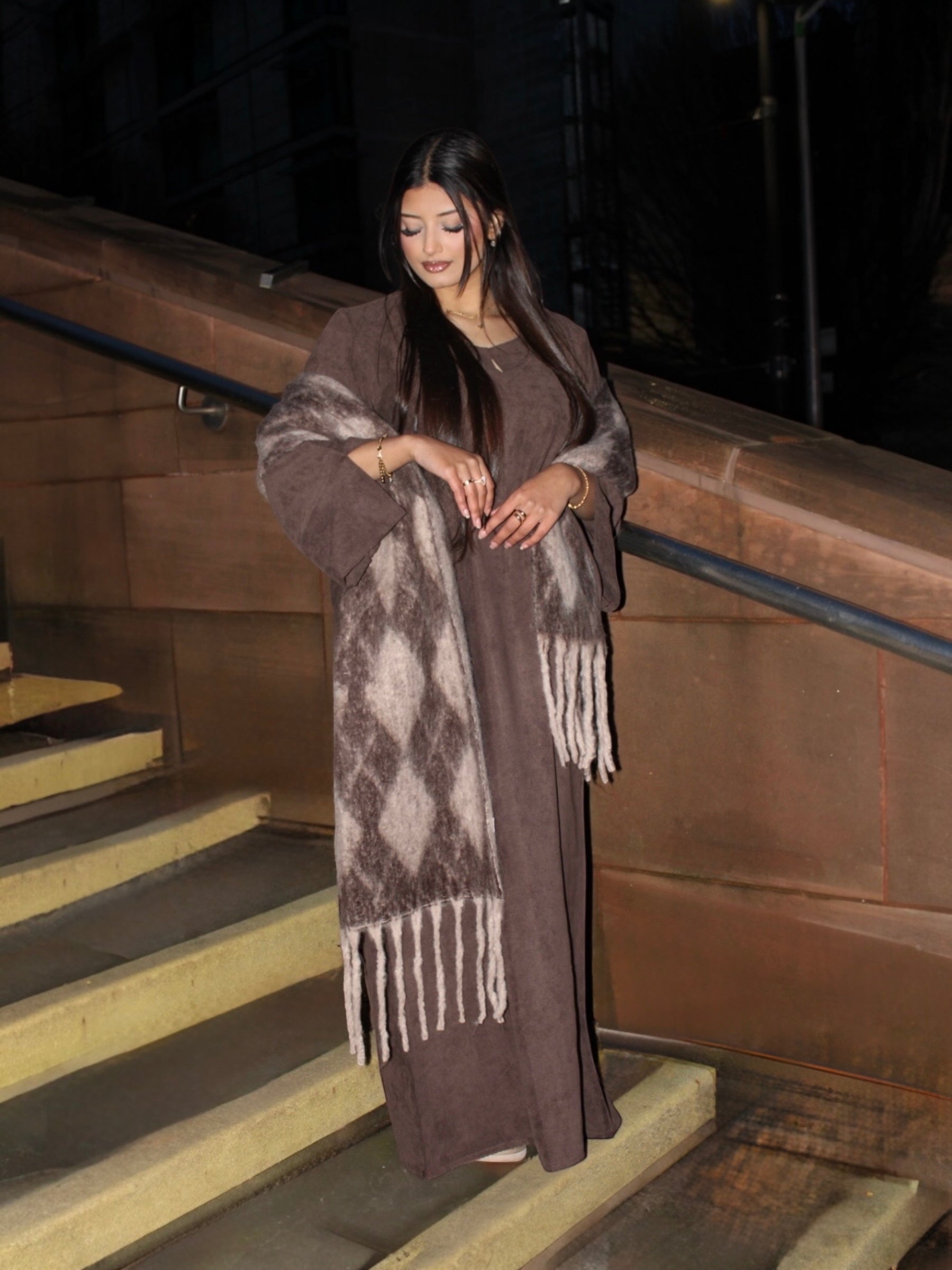 Cord Abaya Chocolate Brown