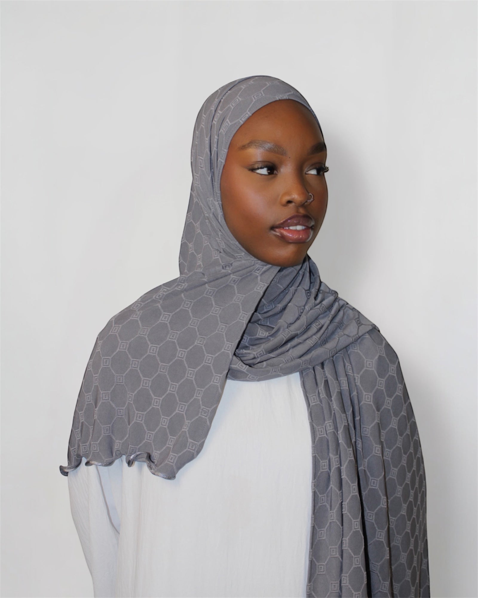 Monogram Hijab Grey