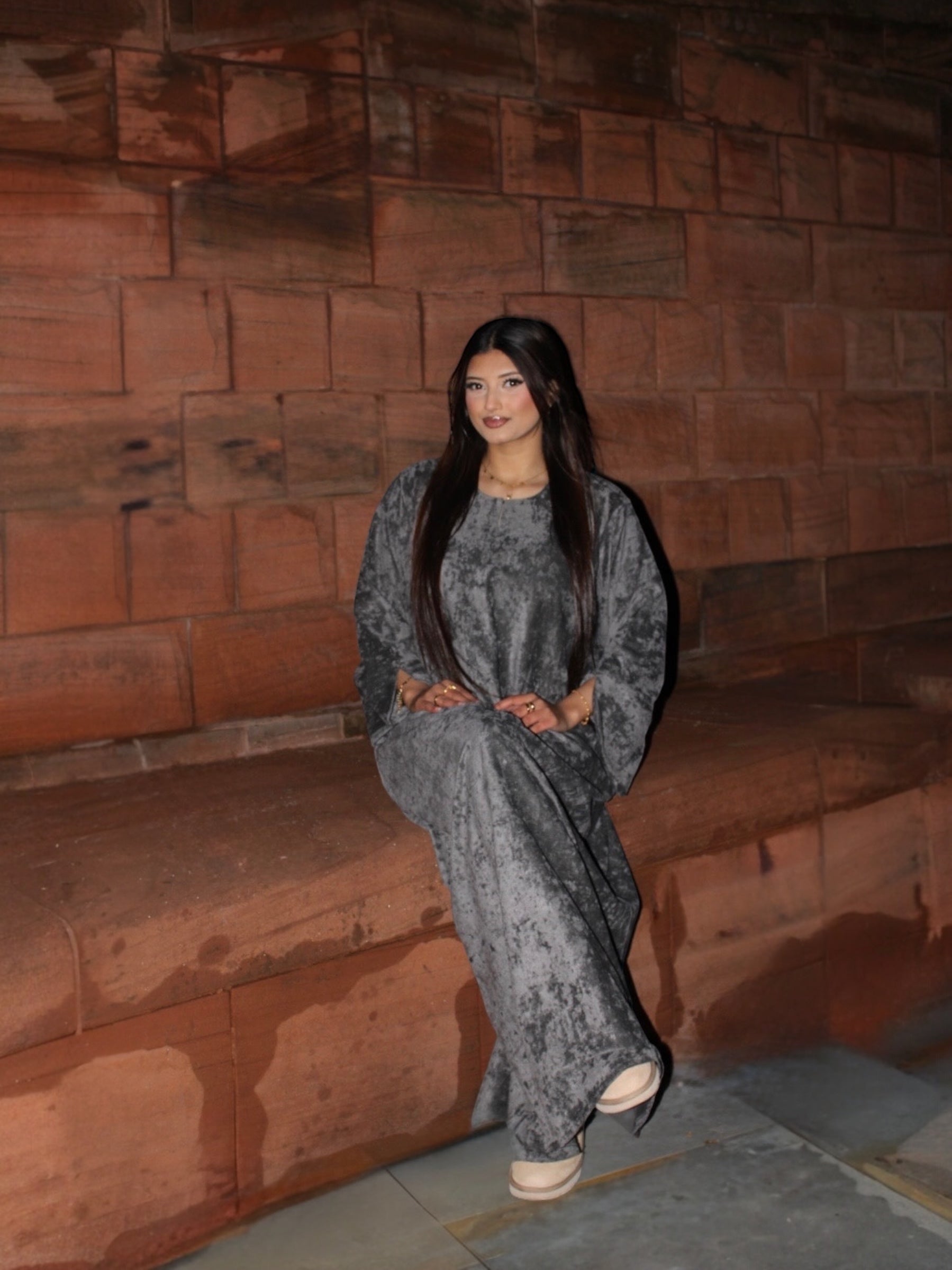 Cord Abaya Grey