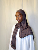Classy Beaded Edge hijab Deep Mocha