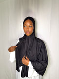 Classy Beaded Edge hijab Black